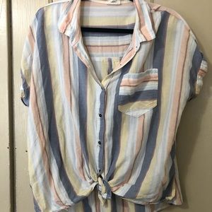Multi colored striped button down shirt